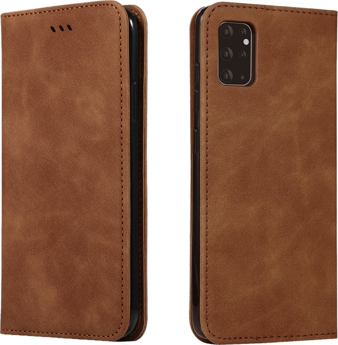 Mobigear Telefoonhoesje geschikt voor Samsung Galaxy S20 Plus Hoesje | Mobigear Retro Slim Bookcase Portemonnee | Pasjeshouder voor 2 Pasjes | Telefoonhoesje voor Pinpas / OV Kaart / Rijbewijs - Bruin