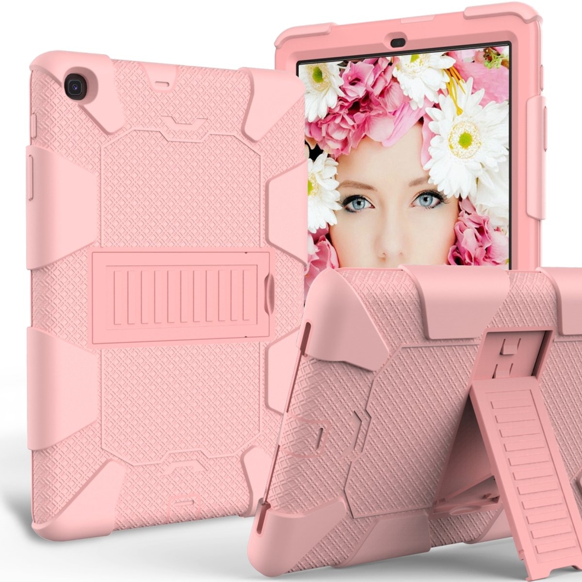 Mobigear Tablethoes geschikt voor Samsung Galaxy Tab A 10.1 (2019) Hardcase Backcover | Mobigear ShieldStand | Schokbestendig Galaxy Tab A 10.1 (2019) Telefoonhoesje | Anti Shock Proof + Standaard - Roségoud