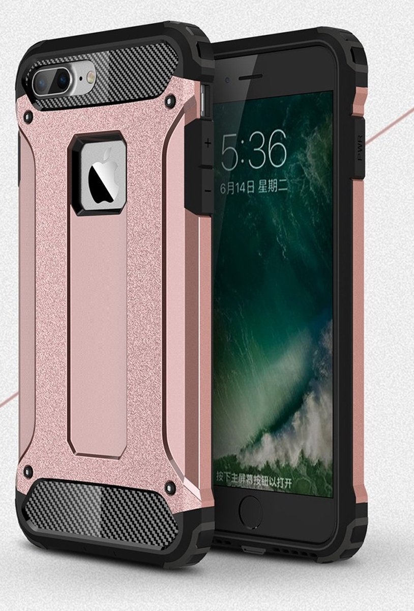 Mobigear Hoesje geschikt voor Apple iPhone 8 Plus Telefoonhoesje Hardcase | Mobigear Outdoor Backcover Shockproof | Schokbestendig iPhone 8 Plus Telefoonhoesje | Anti Shock Proof - Roségoud