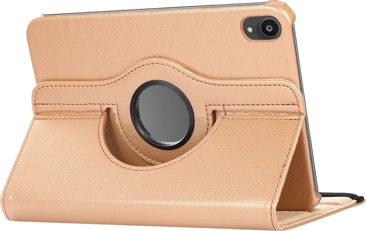 Mobigear Tablethoes geschikt voor Apple iPad Mini 6 (2021) Hoes | Mobigear DuoStand Draaibare Bookcase - Goud