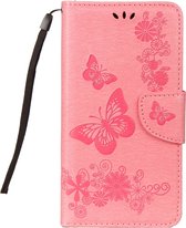 Mobigear Telefoonhoesje geschikt voor Kunstleer Hoesje Bookcase | Mobigear Butterfly | Pasjeshouder voor 2 Pasjes | Telefoonhoesje voor Pinpas / OV Kaart / Rijbewijs Roze
