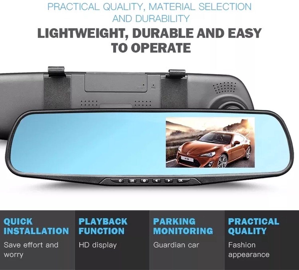 TechU Dashcam Voor en Achter Camera - M31 Zwart thumbnail 5
