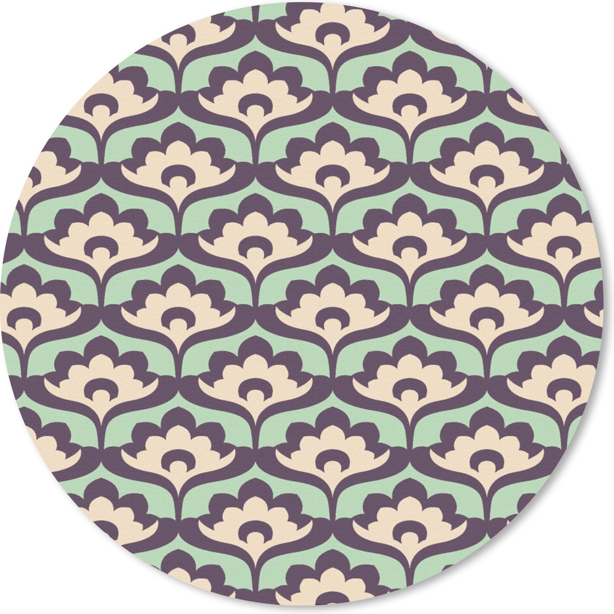Muismat rond 30x30 cm - Mousepad Patroon - Retro - Bloemen - Ronde muismatten