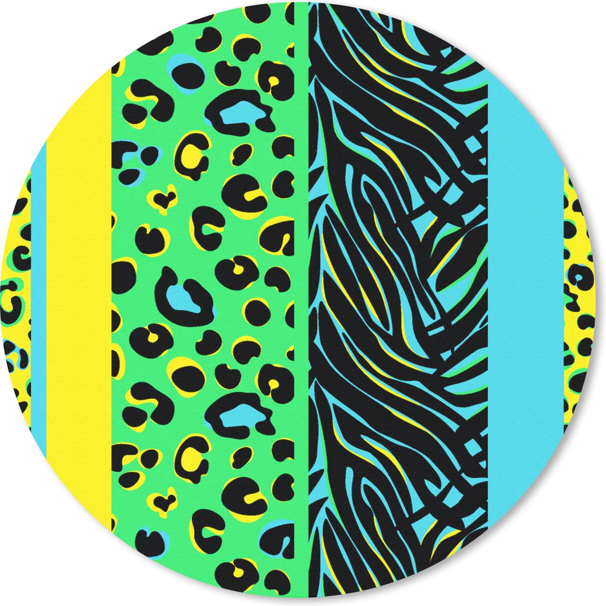 Muismat rond 40x40 cm - Mousepad Design - Panterprint - Geel - Groen - Ronde muismatten