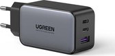 Ugreen GaN X 65W snellader adapter met 2 USB C en 1 USB poort