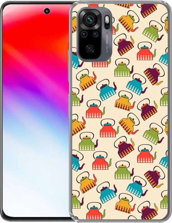 Coque Xiaomi Redmi Note 10 - Design - Rétro - Théière - Couleurs - Coque de téléphone en Siliconen