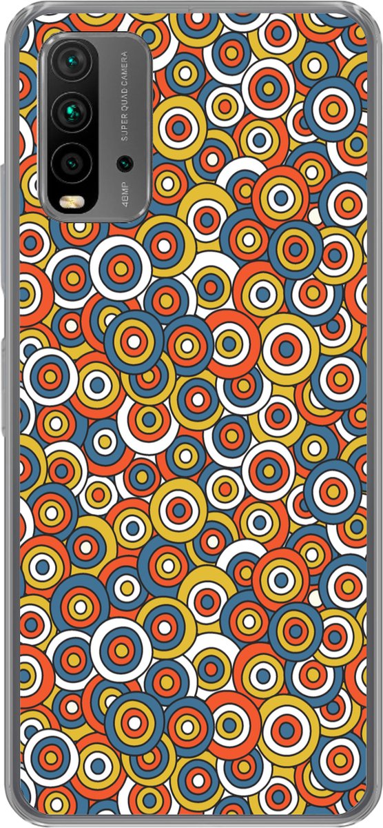 Telefoonhoesje Geschikt voor Xiaomi Geschikt voor Redmi 9T hoesje - Patroon - Retro - Cirkel - Siliconen Telefoonhoesje Telefoonhoesje