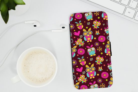 Bookcase pour iPhone 11 Pro Max Bookcase - Filles - Hibou - Chocolat - Motifs - Fille - Enfant - Enfants - Avec compartiments - Étui portefeuille à fermeture magnétique