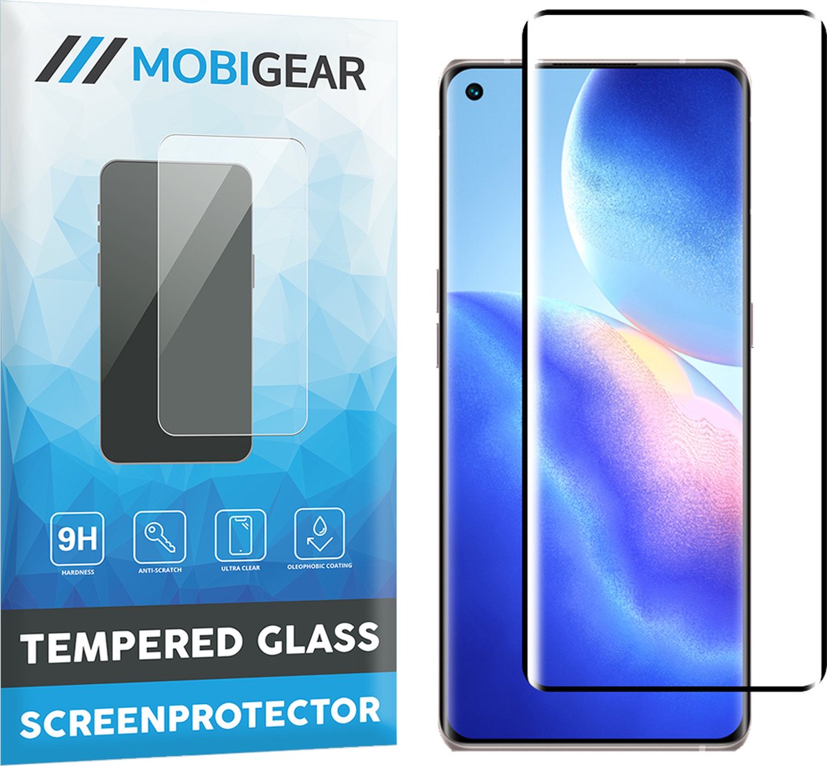 Mobigear Screenprotector geschikt voor OPPO Find X3 Neo Glazen | Mobigear Premium Screenprotector - Case Friendly - Zwart