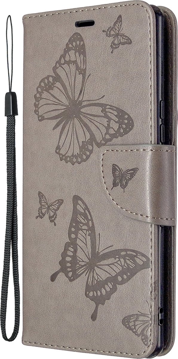 Mobigear Telefoonhoesje geschikt voor Sony Xperia L4 Hoesje | Mobigear Butterfly Bookcase Portemonnee | Pasjeshouder voor 2 Pasjes | Telefoonhoesje voor Pinpas / OV Kaart / Rijbewijs - Grijs