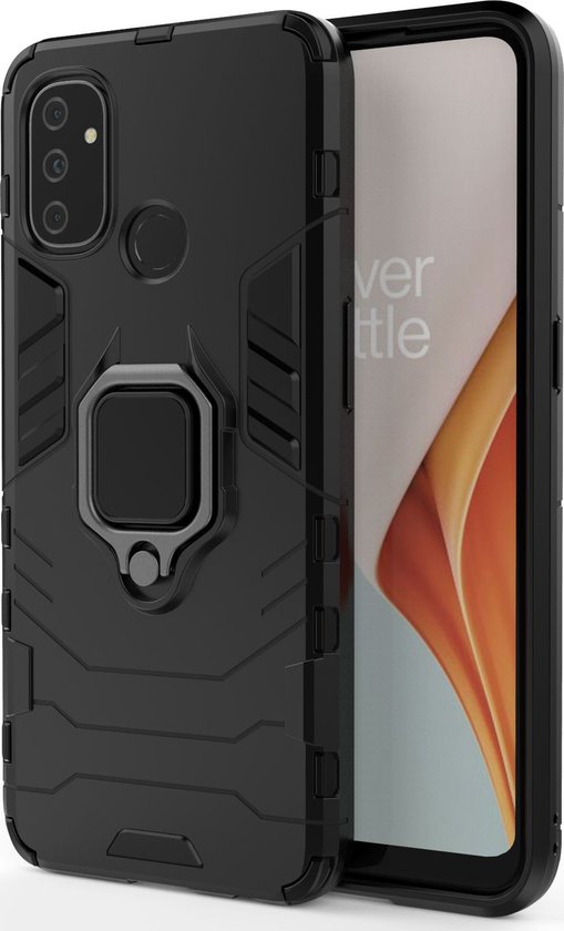Coque Oneplus Nord N100 - Mobigear - Série Armor Ring - Coque arrière en TPU - Zwart - Coque adaptée pour Oneplus Nord N100