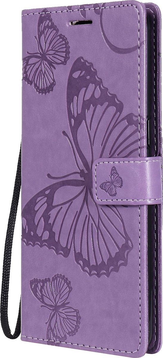Mobigear Telefoonhoesje geschikt voor OPPO Reno 4 Hoesje | Mobigear Butterfly Bookcase Portemonnee | Pasjeshouder voor 2 Pasjes | Telefoonhoesje voor Pinpas / OV Kaart / Rijbewijs - Paars