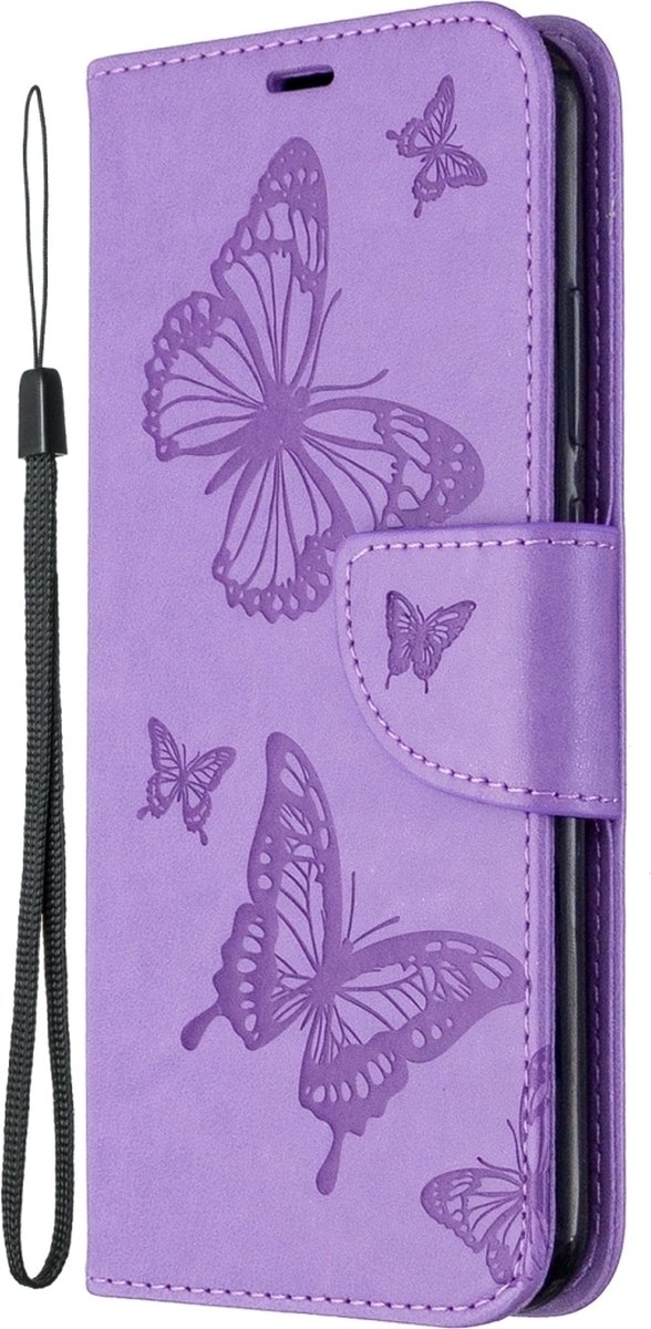 Mobigear Telefoonhoesje geschikt voor Huawei P40 Lite E Hoesje | Mobigear Butterfly Bookcase Portemonnee | Pasjeshouder voor 2 Pasjes | Telefoonhoesje voor Pinpas / OV Kaart / Rijbewijs - Paars
