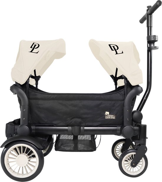 Deryan Luxe Sandy bolderkar - Duo buggy - tandem buggy - opvouwbaar - inklapbare bolderwagen - duo kinderwagen - inclusief muggennet - Cream