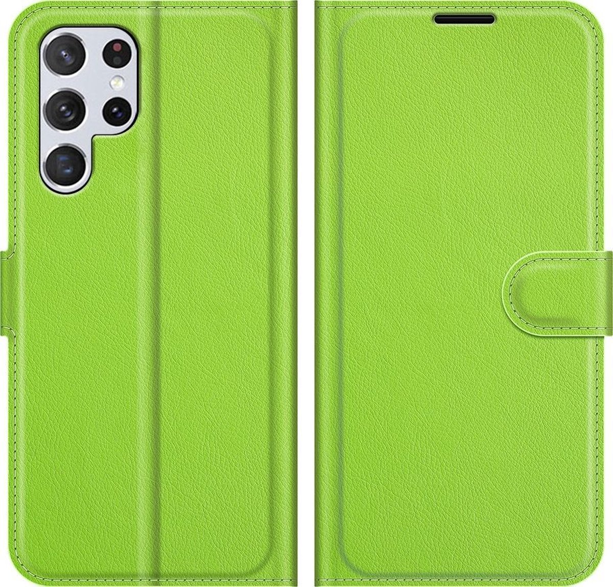 Mobigear Telefoonhoesje geschikt voor Samsung Galaxy S22 Ultra Hoesje | Mobigear Classic Bookcase Portemonnee | Pasjeshouder voor 3 Pasjes | Telefoonhoesje voor Pinpas / OV Kaart / Rijbewijs - Groen