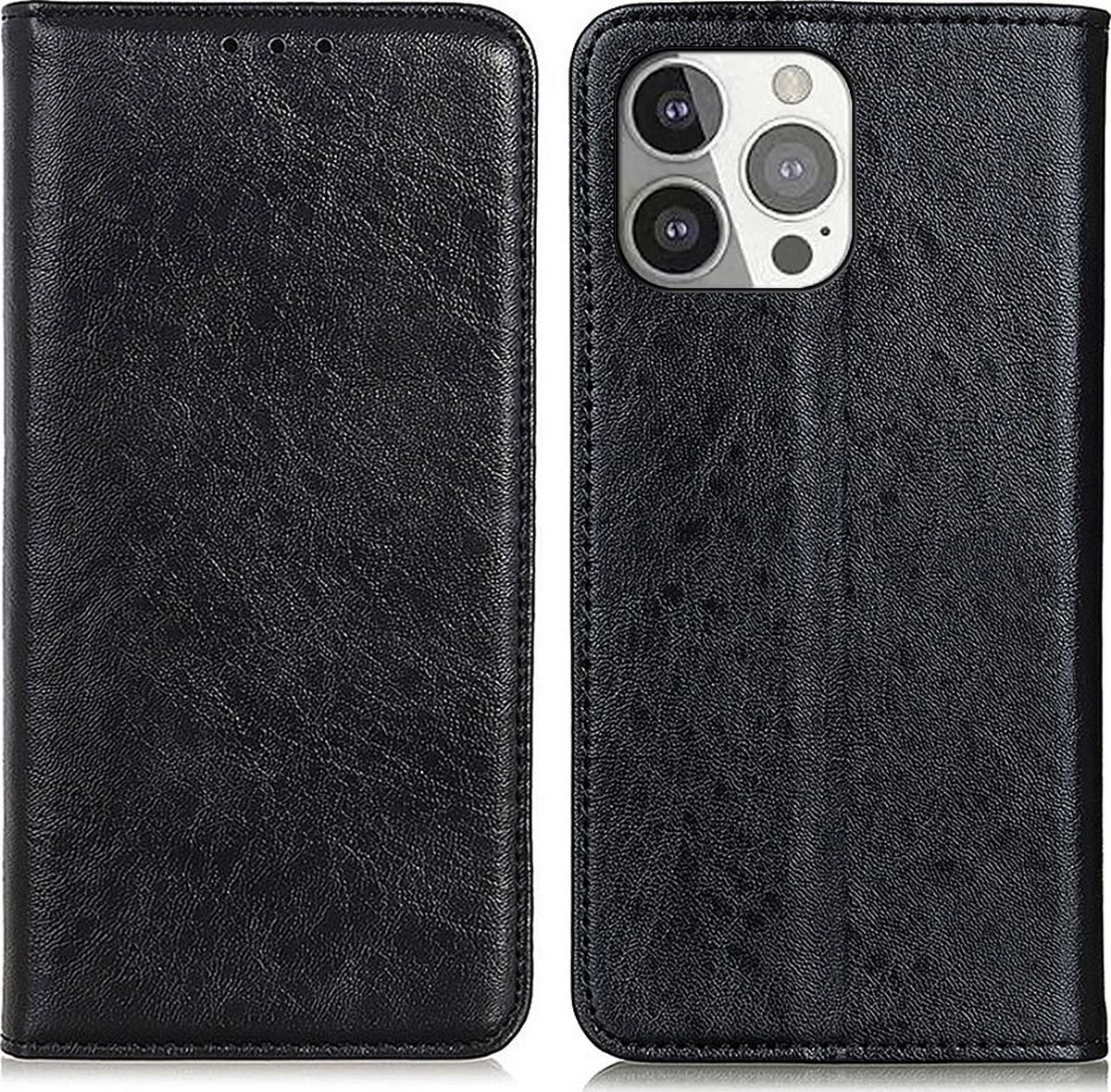 Mobigear Telefoonhoesje geschikt voor Apple iPhone 13 Pro Hoesje | Mobigear Classic Elegance Bookcase Portemonnee | Pasjeshouder voor 2 Pasjes | Telefoonhoesje voor Pinpas / OV Kaart / Rijbewijs - Zwart