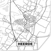 Poster Heerde - Stadskaart - Zwart Wit - Plattegrond - Kaart - Nederland - 50x50 cm