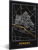Fotolijst incl. Poster - Dongen - Stadskaart - Goud - Plattegrond - Kaart - Nederland - 60x90 cm - Posterlijst
