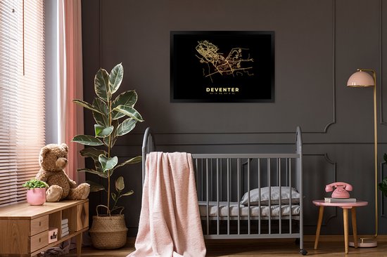 Cadre photo avec affiche - Deventer - Plan de la ville - Carte - Carte - Nederland - 90x60 cm - Cadre pour affiche