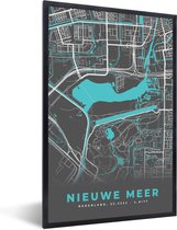 Fotolijst incl. Poster - Nederland - Water - Stadskaart - Kaart - Nieuwe Meer - Plattegrond - 40x60 cm - Posterlijst