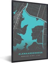 Fotolijst incl. Poster - Nederland - Plattegrond - Water - Stadskaart - Kaart - Alkmaardermeer - 40x60 cm - Posterlijst