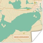 Poster Heegermeer - Friesland - Kaart - Stadskaart - Plattegrond - 30x30 cm