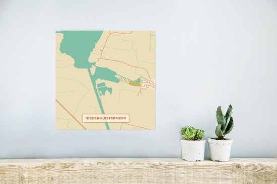 Affiche Carte - Idskenhuistermeer - Vintage - Carte - Plan de la ville - 30x30 cm