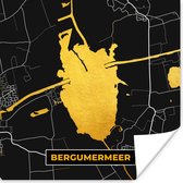 Poster Kaart - Plattegrond - Stadskaart - Nederland - Bergumermeer - 100x100 cm XXL
