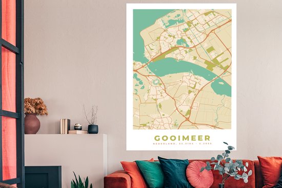 Affiche Gooimeer - Rétro - Carte - Plan de la ville - Plan d'étage - 120x180 cm XXL