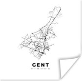 Poster Plattegrond – Gent – België - Zwart Wit – Stadskaart - Kaart - 75x75 cm