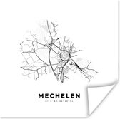 Poster België – Mechelen – Stadskaart – Kaart – Zwart Wit – Plattegrond - 30x30 cm