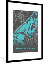 Fotolijst incl. Poster - Kaart - Maasplassen - Limburg - Water - Stadskaart - Plattegrond - 60x90 cm - Posterlijst