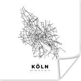 Poster Plattegrond – Köln – Zwart Wit – Stadskaart - Kaart - 100x100 cm XXL