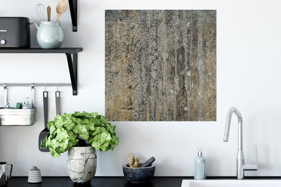 Poster Mur - Jaune - Marron - Grijs - 50x50 cm