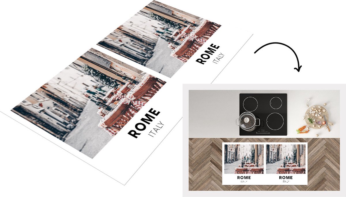 KitchenYeah Keukenloper - Loper keuken - Rome - Italië - Restaurant - 120x60 cm - Keukenloper vinyl Multicolor