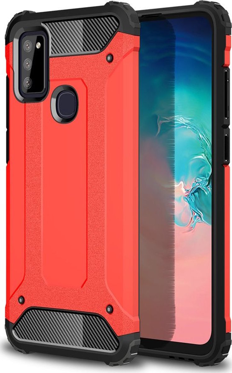 Mobigear Hoesje geschikt voor Samsung Galaxy M51 Telefoonhoesje Hardcase | Mobigear Outdoor Backcover Shockproof | Schokbestendig Galaxy M51 Telefoonhoesje | Anti Shock Proof - Rood