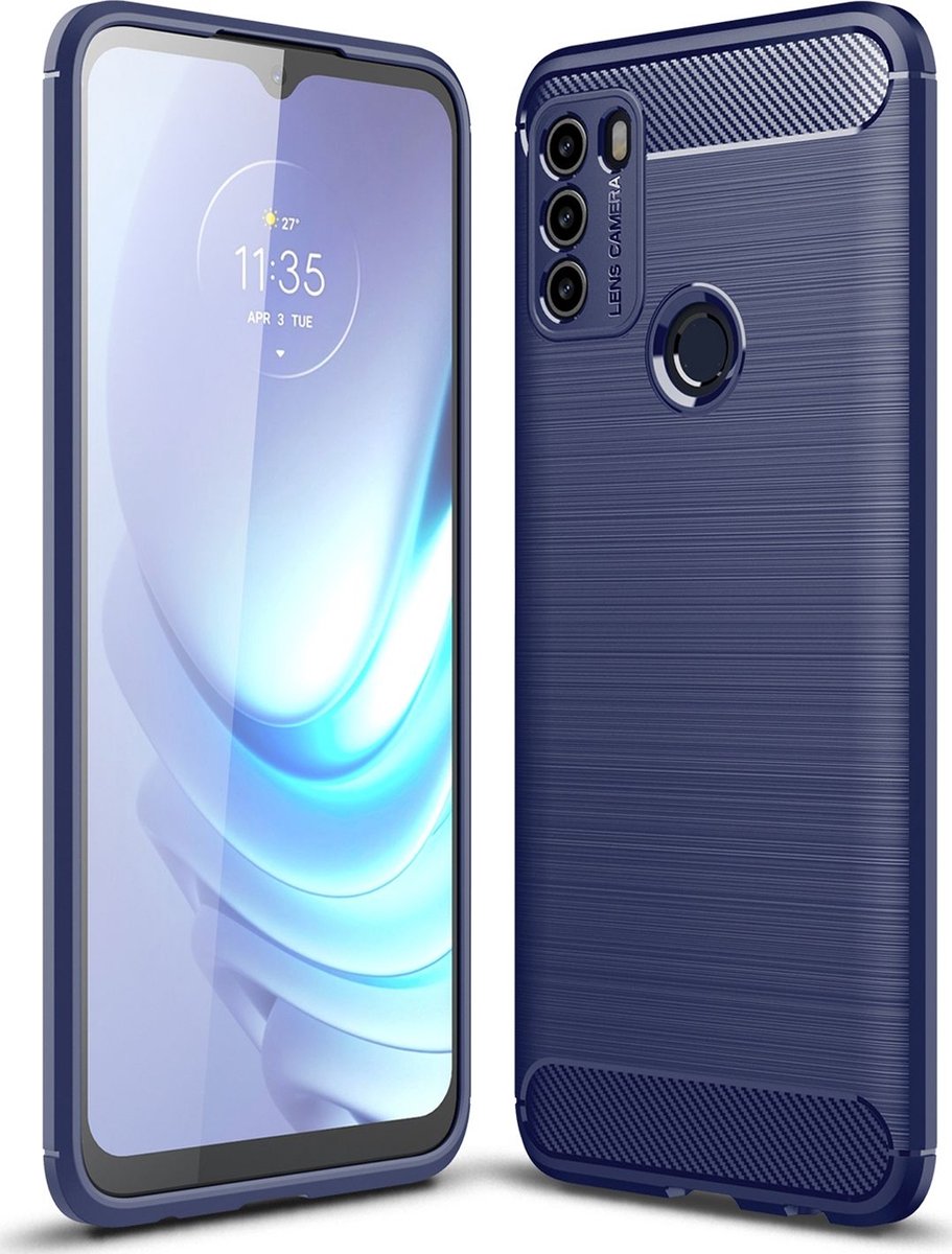 Mobigear Hoesje geschikt voor Motorola Moto G50 Telefoonhoesje Flexibel TPU | Mobigear Brushed Backcover | Moto G50 Case | Back Cover - Blauw