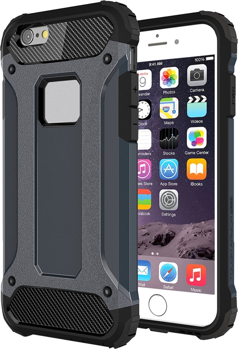 Mobigear Hoesje geschikt voor Apple iPhone 6s Telefoonhoesje Hardcase | Mobigear Outdoor Backcover Shockproof | Schokbestendig iPhone 6s Telefoonhoesje | Anti Shock Proof - Donkerblauw