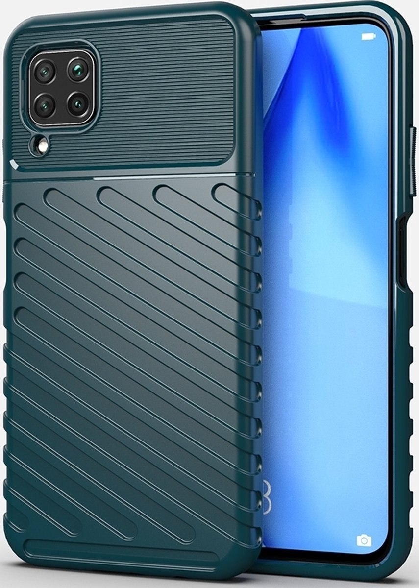 Mobigear Hoesje geschikt voor Huawei P40 Lite Telefoonhoesje Flexibel TPU | Mobigear Groove Backcover | P40 Lite Case | Back Cover - Groen