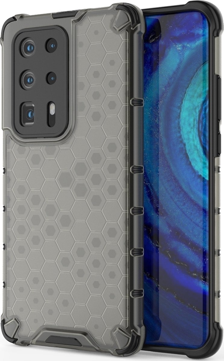Mobigear Hoesje geschikt voor Huawei P40 Pro Plus Telefoonhoesje Hardcase | Mobigear Honeycomb Backcover Shockproof | Schokbestendig P40 Pro Plus Telefoonhoesje | Anti Shock Proof - Zwart