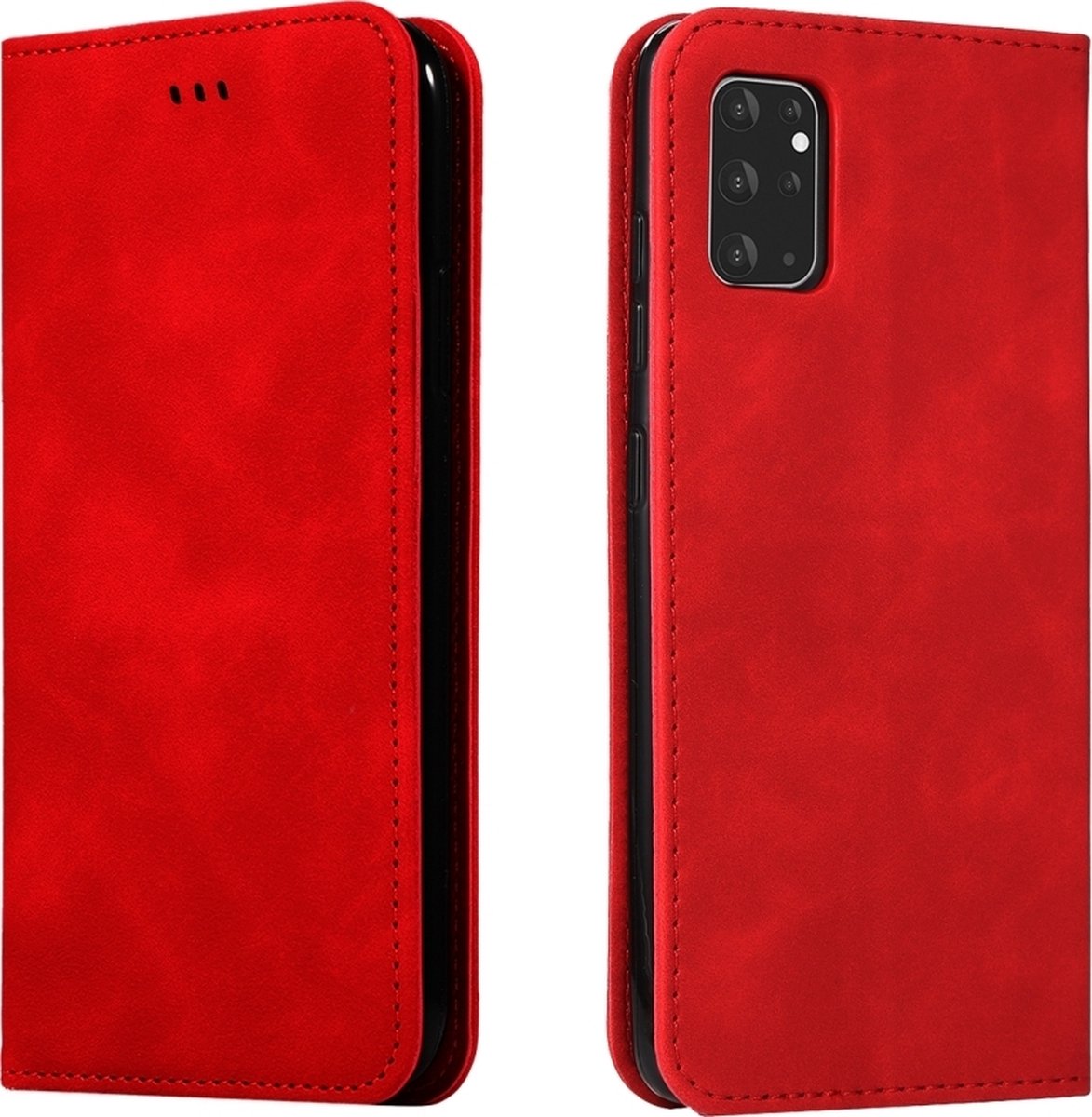 Mobigear Telefoonhoesje geschikt voor Samsung Galaxy S20 Plus Hoesje | Mobigear Retro Slim Bookcase Portemonnee | Pasjeshouder voor 2 Pasjes | Telefoonhoesje voor Pinpas / OV Kaart / Rijbewijs - Rood