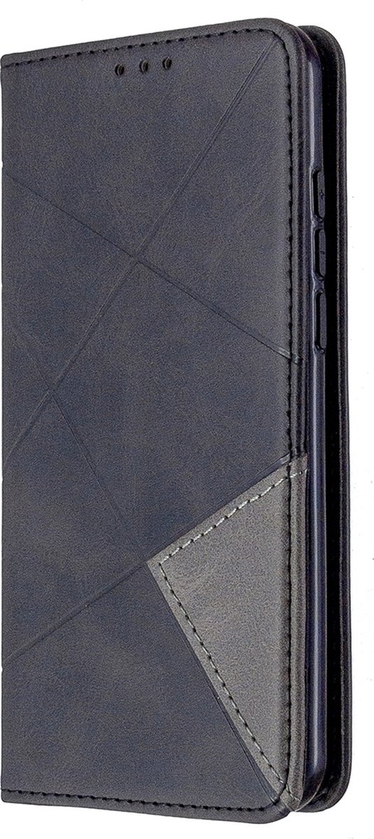 Mobigear Telefoonhoesje geschikt voor Nokia 1.3 Hoesje | Mobigear Rhombus Slim Bookcase | Pasjeshouder voor 2 Pasjes | Telefoonhoesje voor Pinpas / OV Kaart / Rijbewijs - Zwart