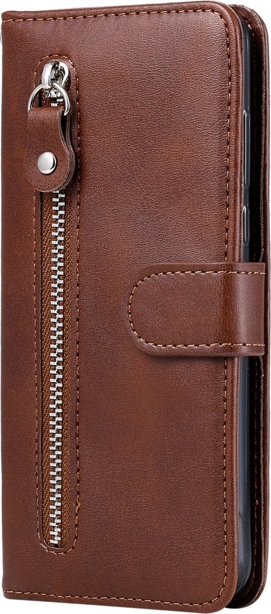 Mobigear Telefoonhoesje geschikt voor Xiaomi Mi Note 10 Lite Hoesje | Mobigear Zipper Bookcase Portemonnee | Pasjeshouder voor 3 Pasjes | Telefoonhoesje voor Pinpas / OV Kaart / Rijbewijs - Bruin