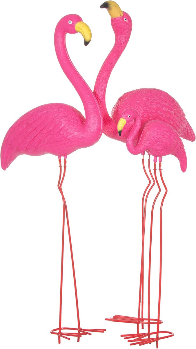 Springos Flamingo | Tuindecoratie | Tuinsteker | 70 cm | Set van 3 | Roze