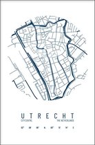 Walljar - Stadskaart Utrecht Centrum IV - Muurdecoratie - Poster met lijst