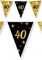 3x stuks leeftijd verjaardag feest vlaggetjes 40 jaar geworden zwart/goud 10 meter