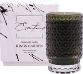 Sojawas Geurkaars | 100% natuurlijk & Handgemaakt - Kings Garden | Lusso Collectie – Groen – Stermotief