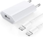 iPhone oplader, 3-pack (Apple MFi-gecertificeerd) 2x Lightning-kabel Data Sync-oplaadsnoeren met 1x USB-wand oplader Reisstekker adapter Compatibel met iPhone 12 Pro/11 Pro/Xs/XR/X