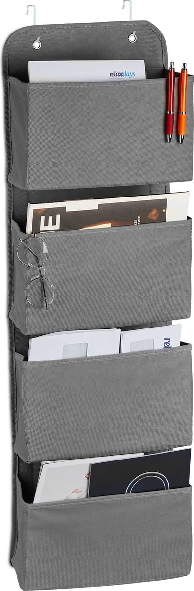 hangende wandorganizer - 4 vakken - deur organizer met ophanghaken - vlies - wit