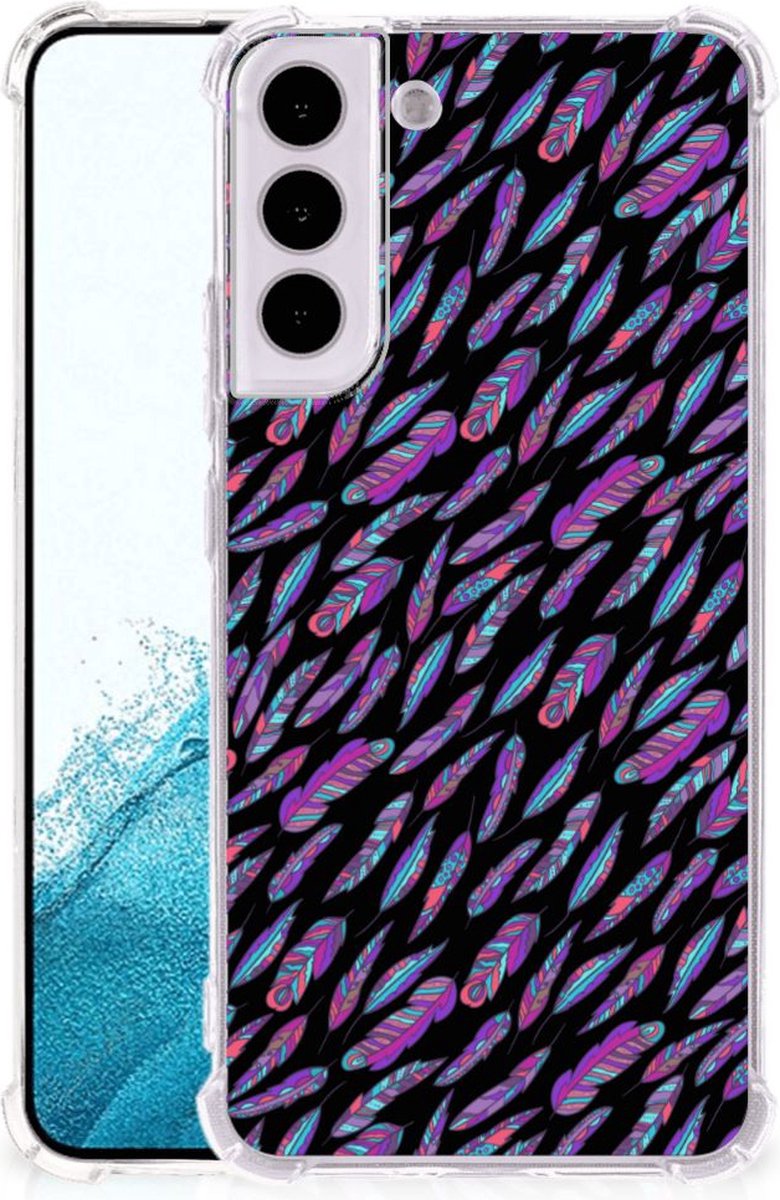 Samsung Galaxy S22 Doorzichtige Silicone Hoesje Feathers Color